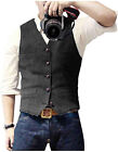 <!--F#f_0-->S M Large XL XXL 3XL Mens Tweed Vest Vintage Cowboy Herringbone Groom Waistcoat<!--F/-->