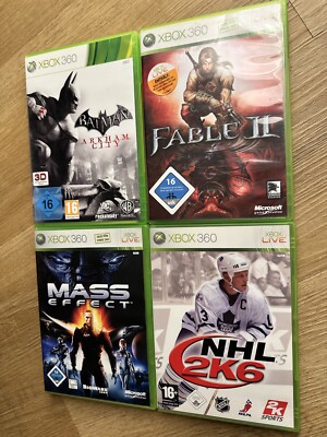 xbox 360 spiele bundle Batman Arkham City, Fable 2, Mass Effect, NHL 2K6