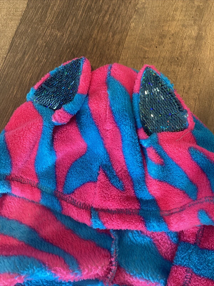 Bata a rayas rosa y azul Justice talla 8/10 para niñas Foto 4 de 4