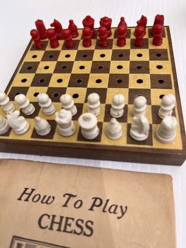 Pattberg 3 in 1 Mini Travel Game with Instructions Wood Leather Case - Picture 3 of 4