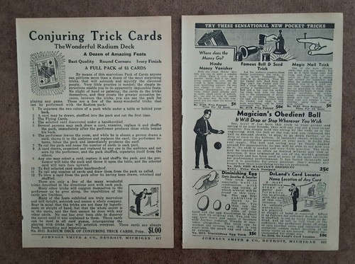 Vintage Antique Magic Tricks Novelties - 1938 Catalog Gambling Decor Art AD LOT - Picture 2 of 4