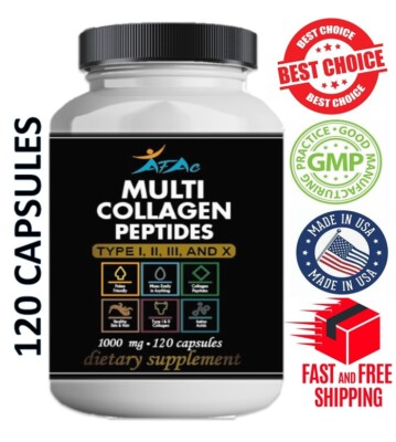 Premium Collagen Peptides 120 capsules  Hydrolyzed Anti-Aging Protein Powder cap