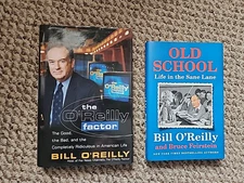 2 Bill O'Reilly Books Old School Life in Sane Lane & Factor Good Bad HCDJs 1st E