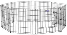Pets Dog Exercise Pen  Playpen, 24" W x 24" H, with Door, Black