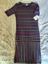 NWT LLR LuLaRoe S Julia dress stripes blue 