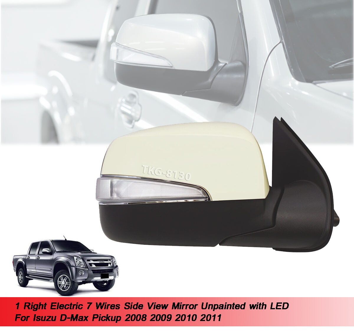RH Side View Mirror Unpainted w/ LED For Isuzu DMax D-Max
