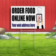 ORDER ONLINE SIGN TAKE AWAY RETAIL YARD WATERPROOF SIGN with Eyelets