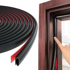 19.7FT D-Shape Door Seal Strip Self-Adhesive Soundproof Weather Stripping Black