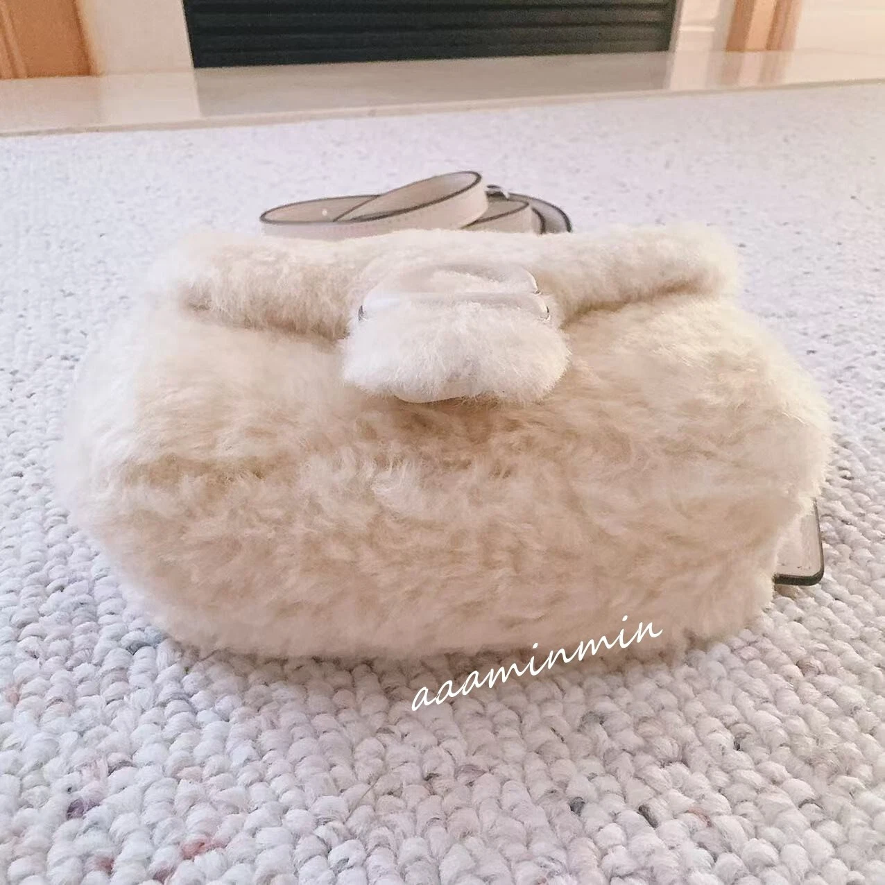 Borsa Coach Tabby 12 nuova con etichette in shearling e pelle liscia argento crema RARA CQ168