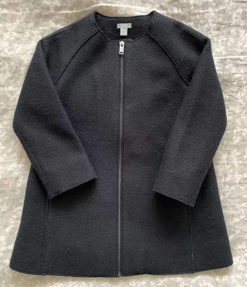 Girls Cos Black Boiled Wool Zip Coat size 4 6 years eBay