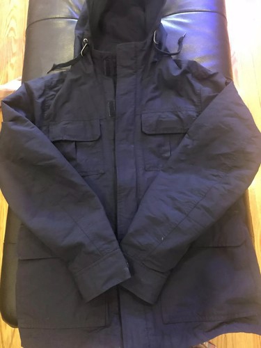 blue Hooded Windbreaker Jacket 