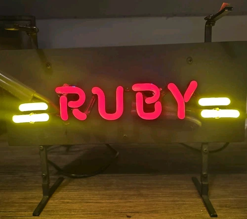 neon sign light (Ruby) 13"1/2 By 9"1/2 Works Good