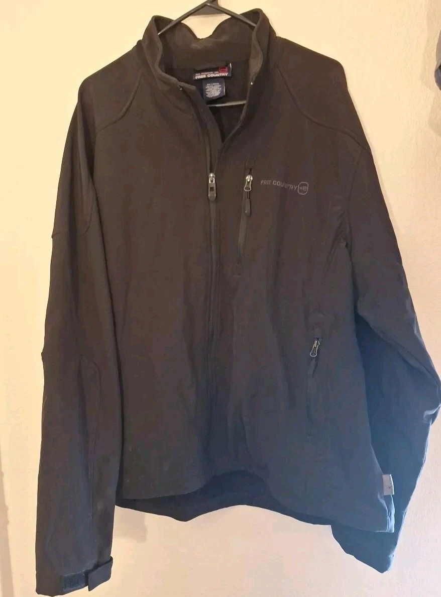 FREE COUNTRY Super Softshell Winter Jacket Men's XXL Full Zip Black Water Resist