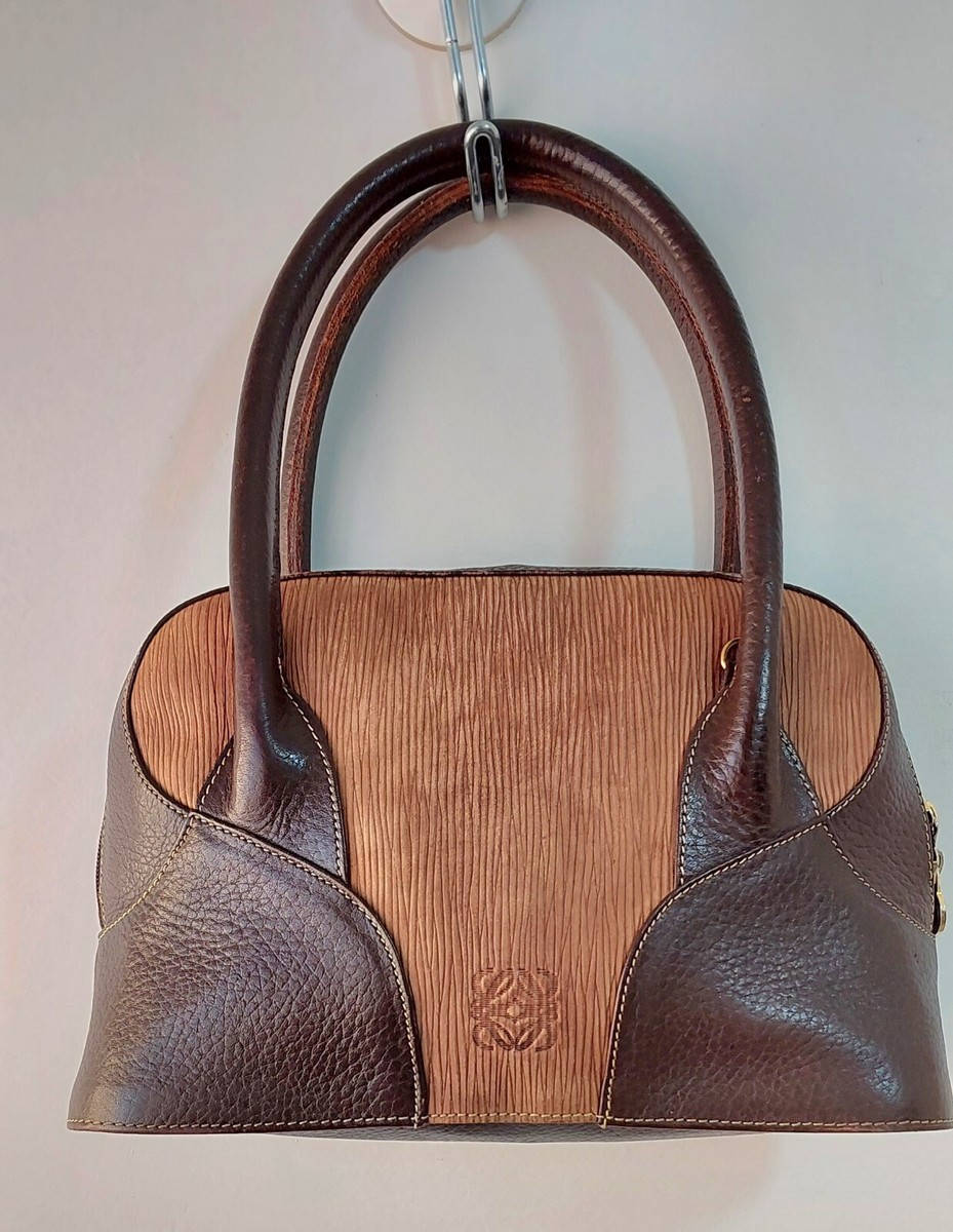 Vintage 90s Loewe Handbag Leather And Epi Brown Anagram Logo Vintage 90s Loewe Handbag Leather And Epi Brown Anagram Logo