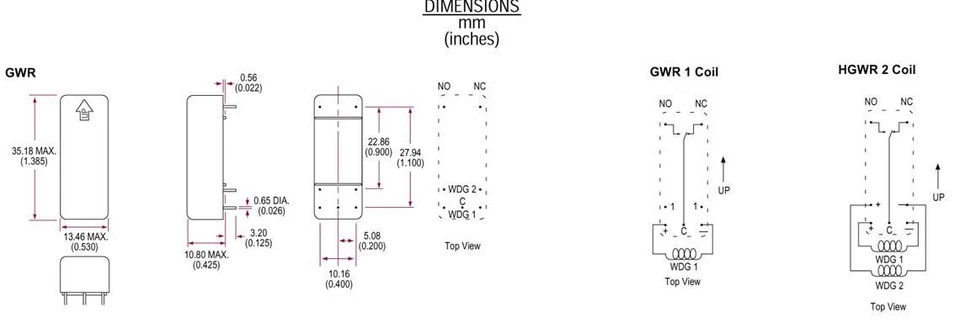 Reed Relay, two-coils, both latching, SPDT Mercury wetted, 12VDC - Image 3 of 3