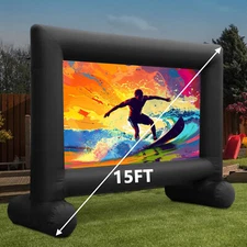15FT Inflatable Movie Projector Screen Projection Outdoor Home Theater W/ Blower