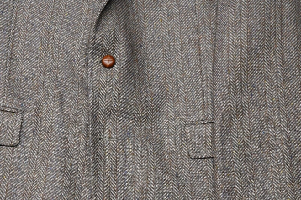 Chaqueta Blazer Abrigo Deportivo De Colección Austin Manor 46L Marrón Espiga Tweed Lana Foto 3 de 4