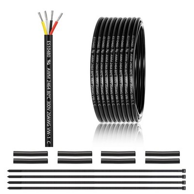 20 Gauge 4 Conductor Electrical Wire 25FT UL 2464 20 AWG 4 Wire Cable Tinned ...