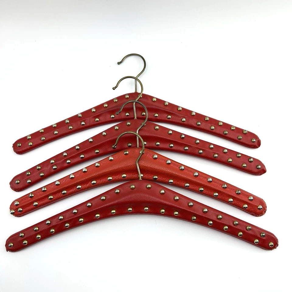 8x VTG Kleiderbügel Set | Lederbezug Nieten & Glattleder | Buntes Konvolut Retro - Bild 3 von 4