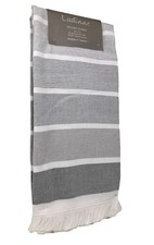 Ladinne Kitchen Towels Set Of 3 Oversized 20 x30 100 Turkish Cotton Gray White