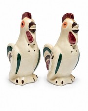 Vintage Ceramic Rooster Chicken Salt & Pepper Shakers 5" Figural Farmhouse Set