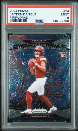 2024 PANINI PRIZM FIREWORKS #24 JAYDEN DANIELS ROOKIE RC PSA 9