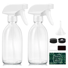 Glass Spray Bottle 8 oz, Clear Small Empty Refillable Sprayer Container with ...