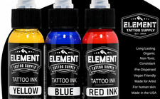 3 Color Tattoo Ink Set Yellow, Blue, Red 1oz by Element Tattoo Supply