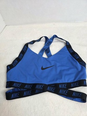  Nike Indy Logo Light Support Sports Bra Size Medium Blue&Black 