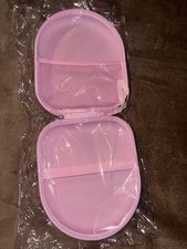 Pink Hard Shell Zipper Carry Case for Headphones/Earbuds w/ Mesh Pocket