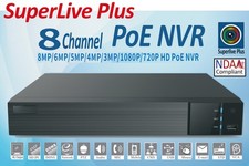 SuperLive Plus 8MP 4K 8CH PoE NVR for IP PoE Cameras NDAA Compliant, HDD Option