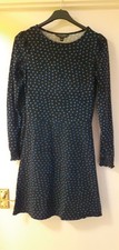 (¥P.A3). DOROTHY PERKINS Black blue dotted dress size 8 chest 32"