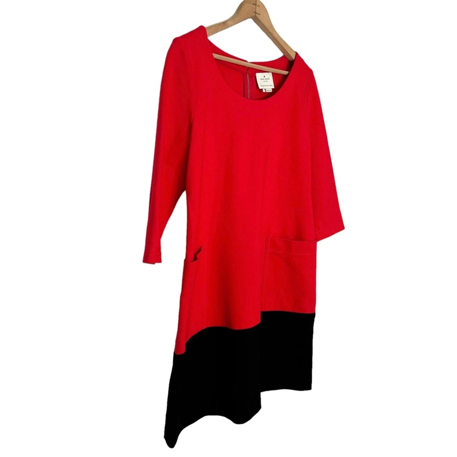 Abito Kate Spade Donna Rosso Nero Racquel Ponte Color Block Cambio Taglia Large