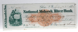 1872 NATIONAL MOHAWK RIVER BANK LARGE BRIGHT XF+ VERY NICE CRISP PAID