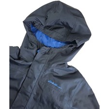 Eddie Bauer Rain Jacket Windbreaker Boys L 12 Blue Hooded Coastal Weatheredge