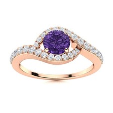 Natural Amethyst Solitaire with Accents Sister Ring Jewelry 925 Silver