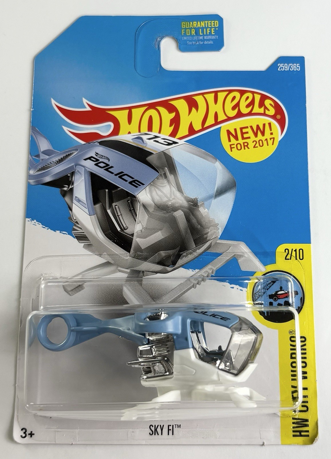 2017 Hot Wheels HW City Works 2/10 Blue And White Police Sky Fi #259 1:64 Scale
