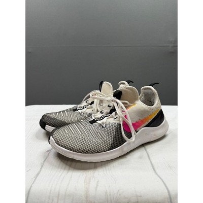 Nike Free TR 8 Training Shoes Womens White Black Pink Yellow 942888-008 Size 8