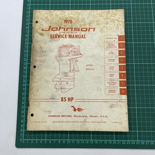 JM-7010 1970 Johnson 85 HP 85ESL70 Outboard Service Shop Manual Vintage