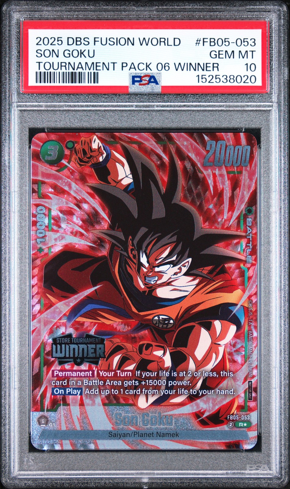 2025 DRAGON BALL SUPER CARD GAME FUSION WORLD #FB05-053 SON GOKU PSA 10