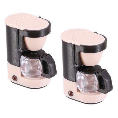 2Pcs Miniature Play Kitchen Accessory, Plastic Coffee Maker Cookware, Pink