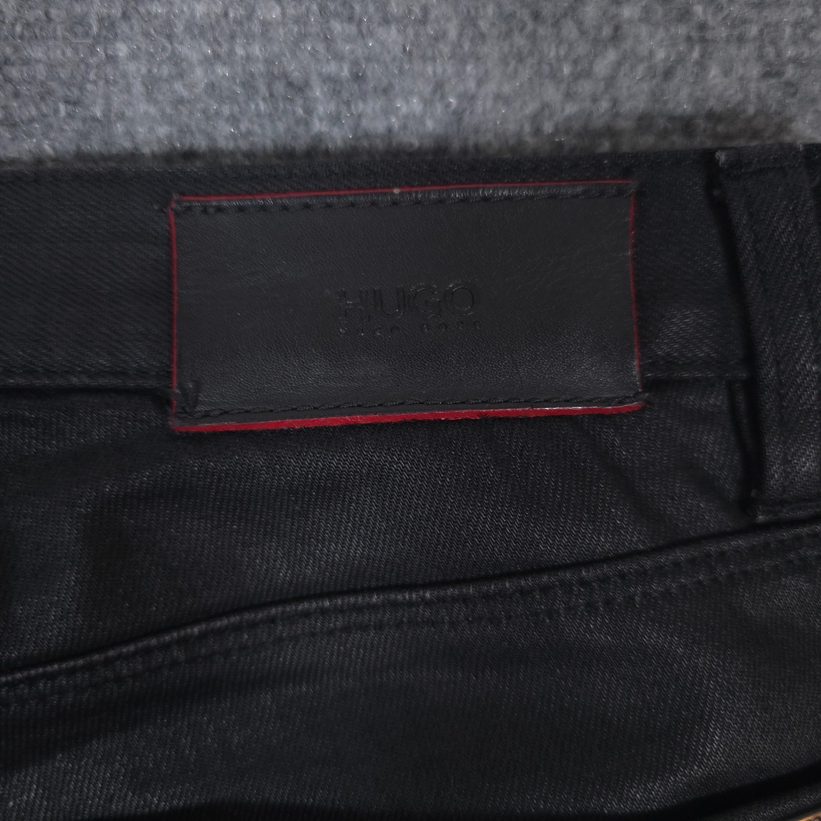 HUGO Boss Pants 32x30* Black Moto Biker Wax Coated Jeans Japanese Denim READ thumbnail 10