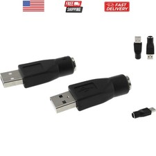 USB to PS2 Adapter 2PCS Black PS/2 Female to USB Male Converter Adapter for M...