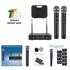 Wireless Microphone System with case, Metal UHF Dual Handheld 20 Channels Pro...
