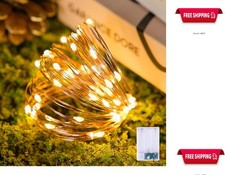 Fairy Lights 50 LED Battery Operated Warm White Copper Wire 16ft Waterproof In