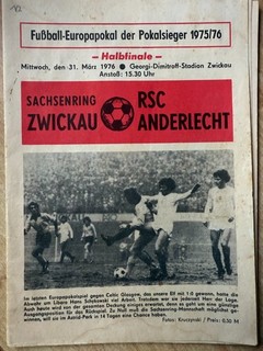 Europapokal Sachsenring Zwickau RSC Anderlecht 31.03.1976