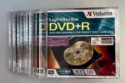 Verbatim DVD+R 4.7GB 16x LightScribe Recordable Discs - Slim Cases Sealed 8 pack