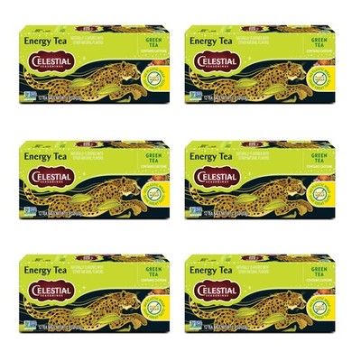 Energy Green Tea, Caffeinated, 12 Tea Bags Box (Pack of 6)