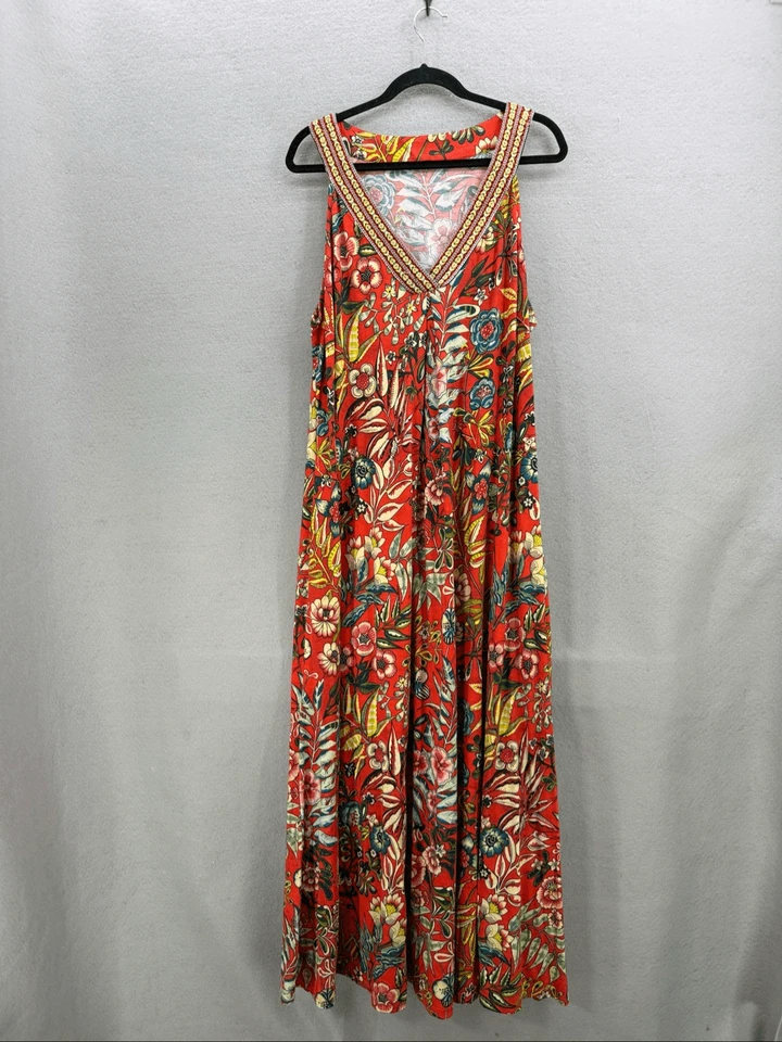 Soft Surroundings Womens Onani Red Tropical Floral Sleeveless Maxi Dress Size 2X - Image 2 of 4