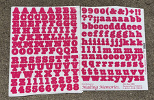 MAKING MEMORIES ABC 123 Alphabet SOLID RASPBERRY  2 8.5 x 11" Sticker Sheets